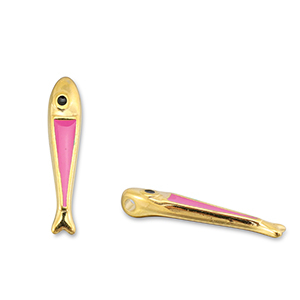 Anh&auml;nger Metall DQ Fish Magenta pink-Gold (Nickelfrei)