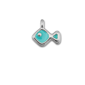 Anh&auml;nger Metall DQ Fish Turquoise blue-Antik silber (Nickelfrei)
