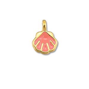 Anh&auml;nger Metall DQ Shell Coral red-Gold (Nickelfrei)