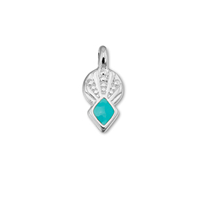 Anh&auml;nger Metall DQ Rhombus Turquoise blue-Antik silber (Nickelfrei)