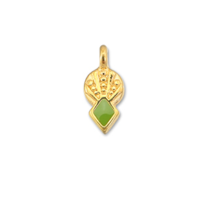 Anh&auml;nger Metall DQ Rhombus Light green-Gold (Nickelfrei)