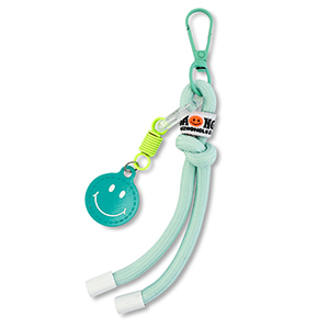 Schl&uuml;sselanh&auml;nger Smiley with Rope Mint-neon yellow-white
