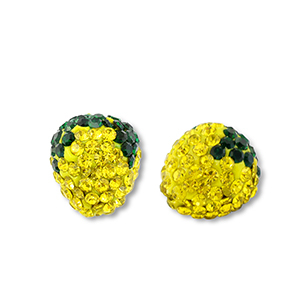 Perlen Acryl mit Strass Lemon Yellow-dark green