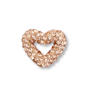 Perlen Acryl mit Strass Heart Peach
