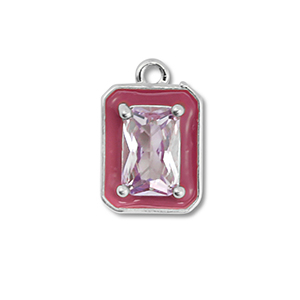 TQ Metall Brass Anh&auml;nger Rectangle Silver-purple