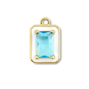 TQ Metall Brass Anh&auml;nger Rectangle Gold-white-light blue