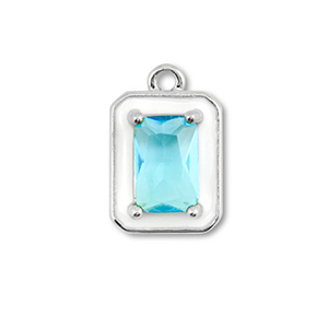 TQ Metall Brass Anh&auml;nger Rectangle Silver-white-light blue