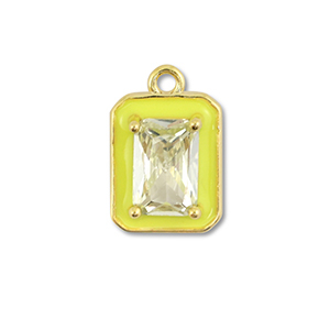TQ Metall Brass Anh&auml;nger Rectangle Gold-neon yellow-light yellow