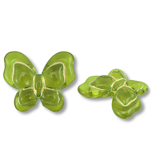 Perlen Acryl Butterfy Olive green-gold