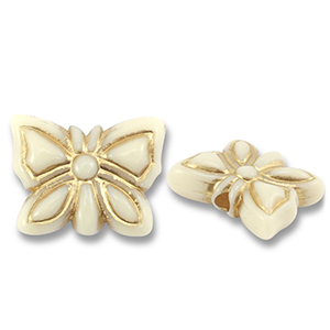 Perlen Acryl Butterfy Off white-gold