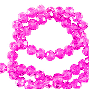 Facetten Top Glas Perlen 6x4mm Rondellen Neon pink