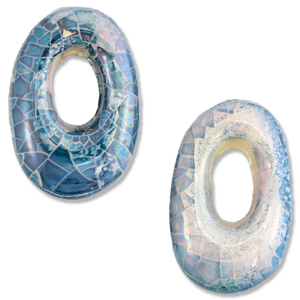 Perlen Griechische Keramik DQ Oval Mosaik Brisk blue-off white-lila