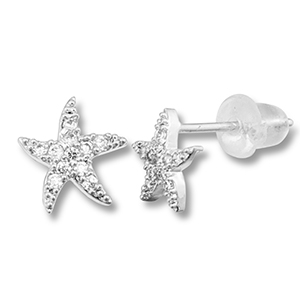 TQ Metall Brass Ohrringe / Ohrstecker Starfish Silver-transparent