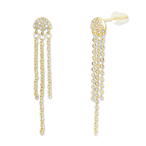 TQ Metall Brass Ohrringe / Ohrstecker Jellyfish Gold-transparent