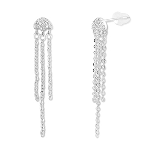 TQ Metall Brass Ohrringe / Ohrstecker Jellyfish Silver-transparent
