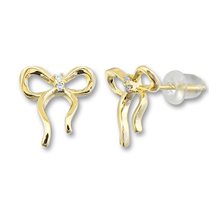 TQ Metall Brass Ohrringe / Ohrstecker Bow Gold