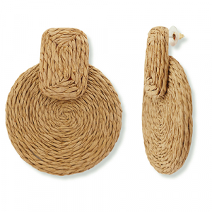 Musthave Bast Ohrringe Rectangle / Round Light brown
