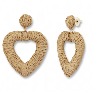 Musthave Bast Ohrringe Heart Light brown-gold