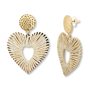 Musthave Bast Ohrringe Heart Beige-gold