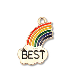 Anh&auml;nger Metall Enamel Rainbow "best" Gold-multicolour