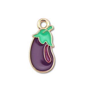 Anh&auml;nger Metall Enamel Eggplant Gold-dark purple-green