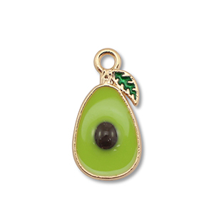 Anh&auml;nger Metall Enamel Avocado Gold-olive green