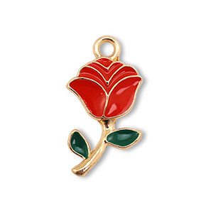 Anh&auml;nger Metall Enamel Rose Gold-red