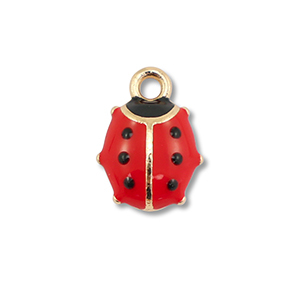 Anh&auml;nger Metall Enamel Ladybug Gold-red-black