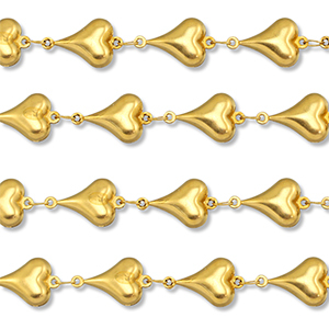 Zubeh&ouml;r aus Stainless Steel - Rostfreiem Stahl Gliederkette Heart Gold