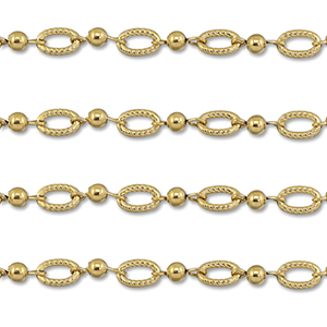 Zubeh&ouml;r aus Stainless Steel - Rostfreiem Stahl Gliederkette Oval with Ball Gold