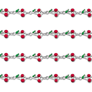 Zubeh&ouml;r aus Stainless Steel - Rostfreiem Stahl Gliederkette Cherries Silver-red-green