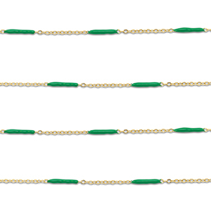 Zubeh&ouml;r aus Stainless Steel - Rostfreiem Stahl Gliederkette with Rod Gold-green