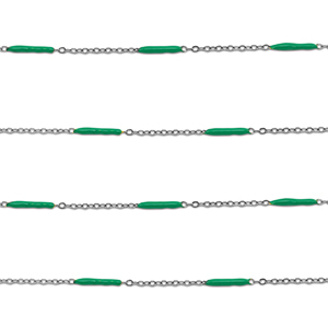 Zubeh&ouml;r aus Stainless Steel - Rostfreiem Stahl Gliederkette with Rod Silver-green