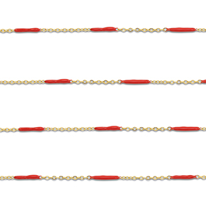 Zubeh&ouml;r aus Stainless Steel - Rostfreiem Stahl Gliederkette with Rod Gold-red