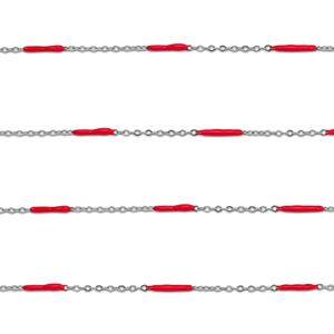 Zubeh&ouml;r aus Stainless Steel - Rostfreiem Stahl Gliederkette with Rod Silver-red