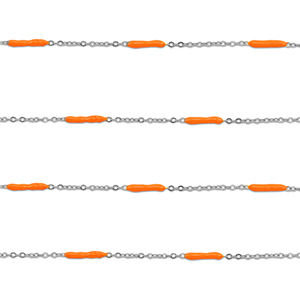 Zubeh&ouml;r aus Stainless Steel - Rostfreiem Stahl Gliederkette with Rod Silver-orange