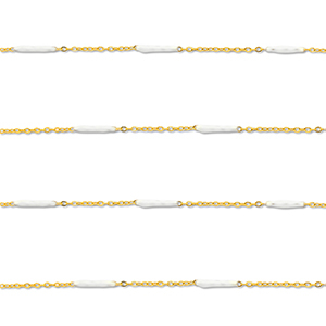 Zubeh&ouml;r aus Stainless Steel - Rostfreiem Stahl Gliederkette with Rod Gold-white