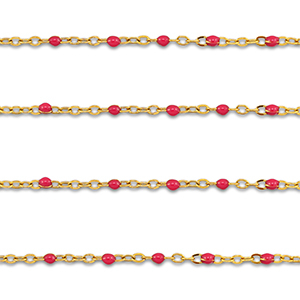 Zubeh&ouml;r aus Stainless Steel - Rostfreiem Stahl Gliederkette 1mm Gold-cherry red