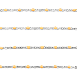 Zubeh&ouml;r aus Stainless Steel - Rostfreiem Stahl Gliederkette 1mm Silver-peach orange