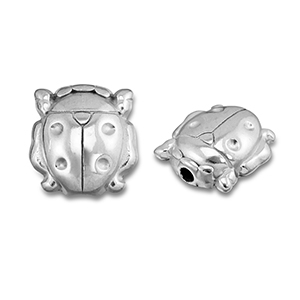 Perlen aus Stainless Steel - Rostfreiem Stahl Ladybug Silver