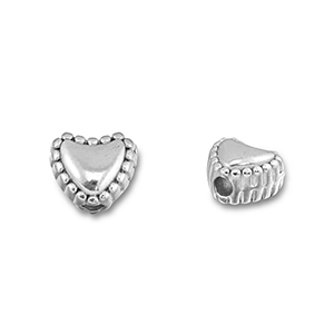 Perlen aus Stainless Steel - Rostfreiem Stahl Heart Silver