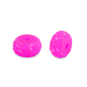 Perlen aus Resin Rondell 6mm Magenta pink