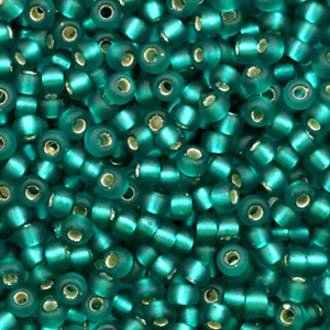 Miyuki 8/0 Rocailles Silverlined matte teal green 8-2425F