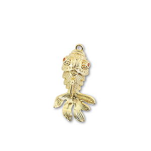 TQ Metall Brass Anh&auml;nger Fish Gold-orange