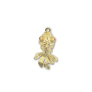 TQ Metall Brass Anh&auml;nger Fish Gold-orange