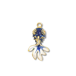 Eco-brass&reg; nachhaltiges Messing Anh&auml;nger Fish Gold-dark blue-white
