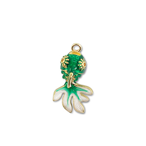 Eco-brass&reg; nachhaltiges Messing Anh&auml;nger Fish Gold-green-white