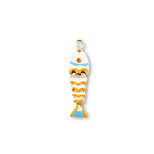 TQ Metall Brass Anh&auml;nger Fish Gold-white-yellow-light blue