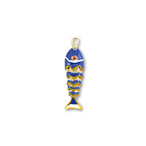 TQ Metall Brass Anh&auml;nger Fish Gold-blue-yellow-white