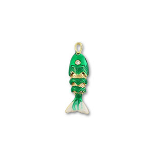 Eco-brass&reg; nachhaltiges Messing Anh&auml;nger Fish Gold-green-white